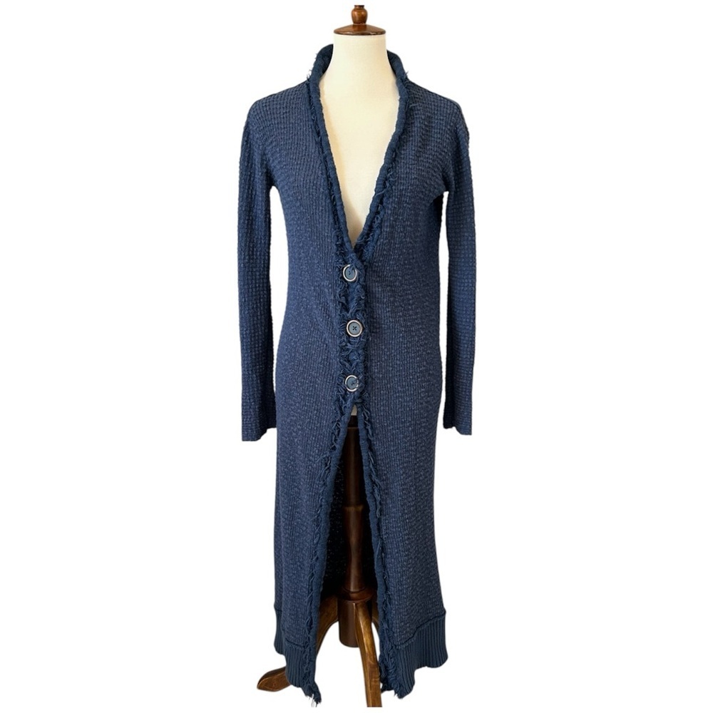 Free People Womens Deep Dive Blue Cardigan Duster Ribbed Textured OB814949
